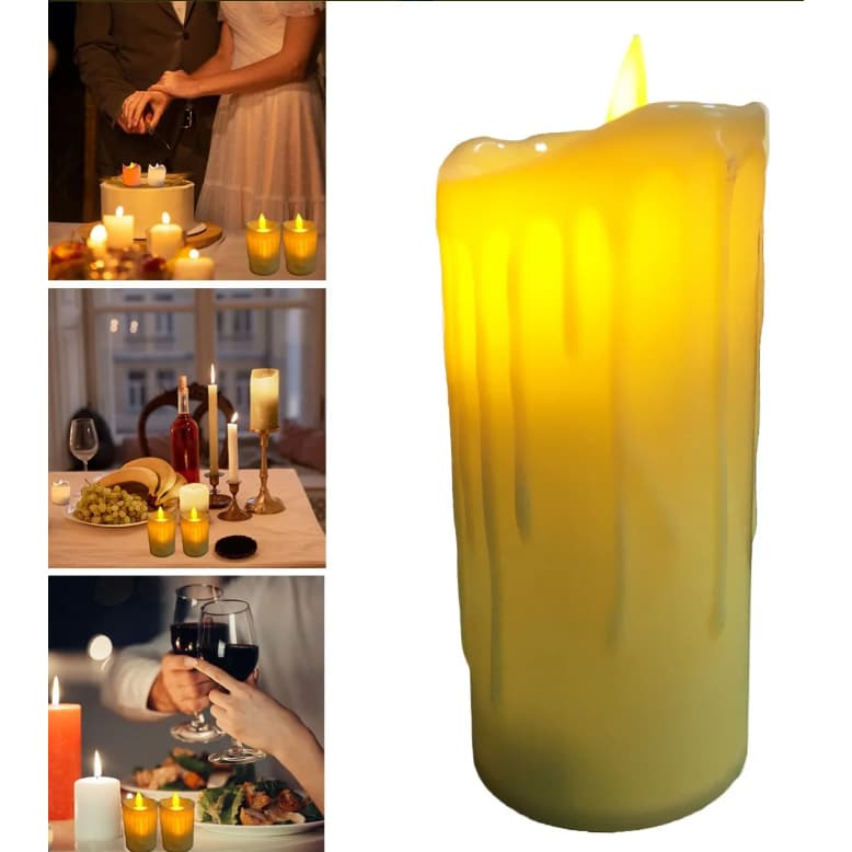2 Velas Grande Led Oscilante Lagrima Eletrônica 6 Baterias Tamanho 5x11
