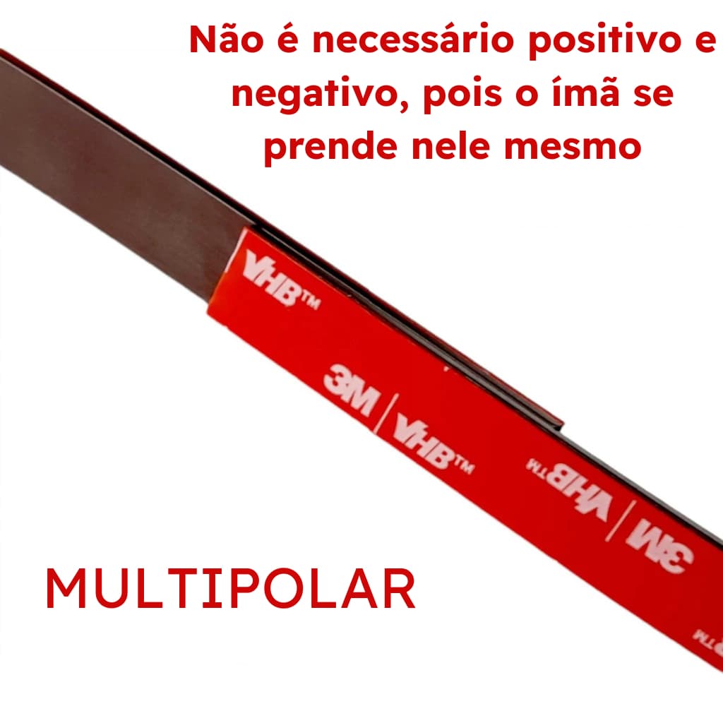Imã Flexível Magnético 20mm x 2mm com Fita Dupla Face 3M – Artesanato, Quadros e Brindes