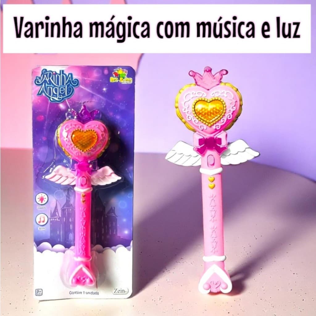 Varinha Mágica Infantil Luz Led e Som – Brinquedo pra menina Fada Princesa Coração Angel Art Brink