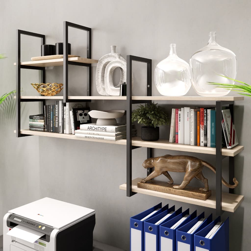 Prateleira Industrial Moderna Suspensa Estilo Industrial Elegante Metalon MDF Resistente Escritório