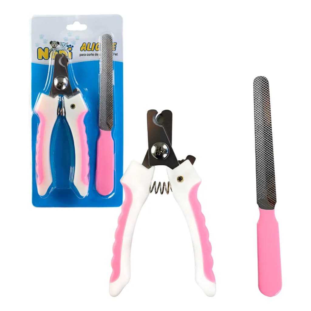 Kit Alicate Cortador De Unha 12cm Com Lixa Para Cães Gatos Pet - Napi