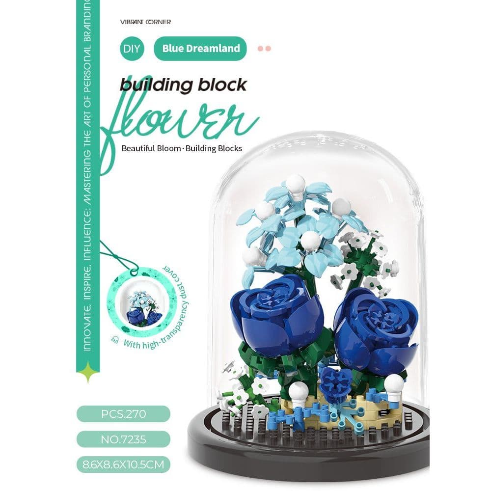 Mini Blocos de Montar Flor Azul Decorativa NO.P7235