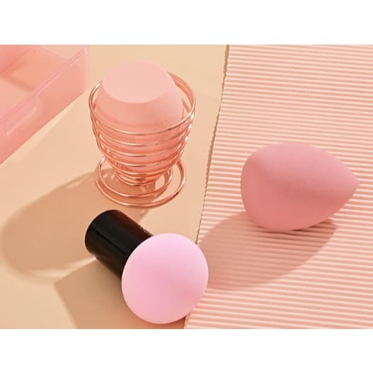 Conjunto de esponja com cabo + suporte para esponja de maquiagem