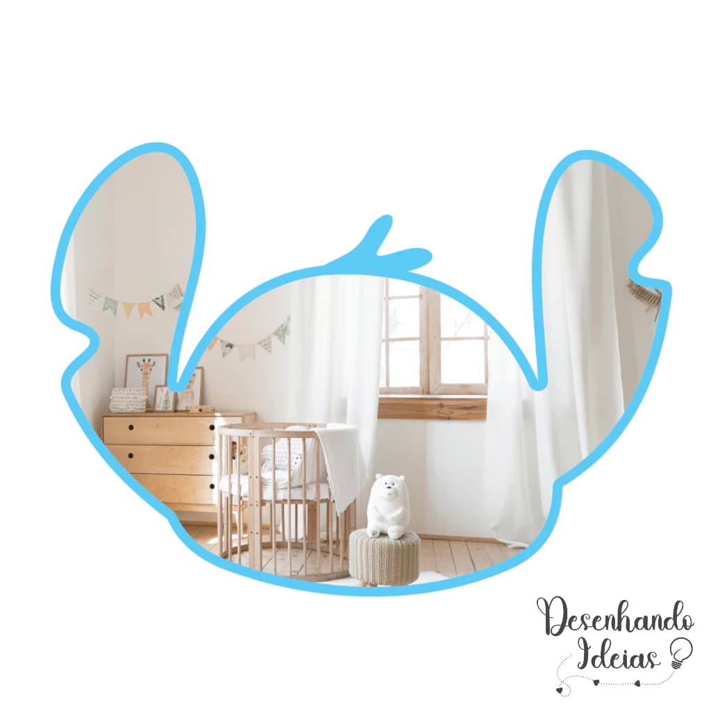 Espelho Stitch Disney 40cm em Acrílico 3D Decoração Infantil Fofa para Quartos