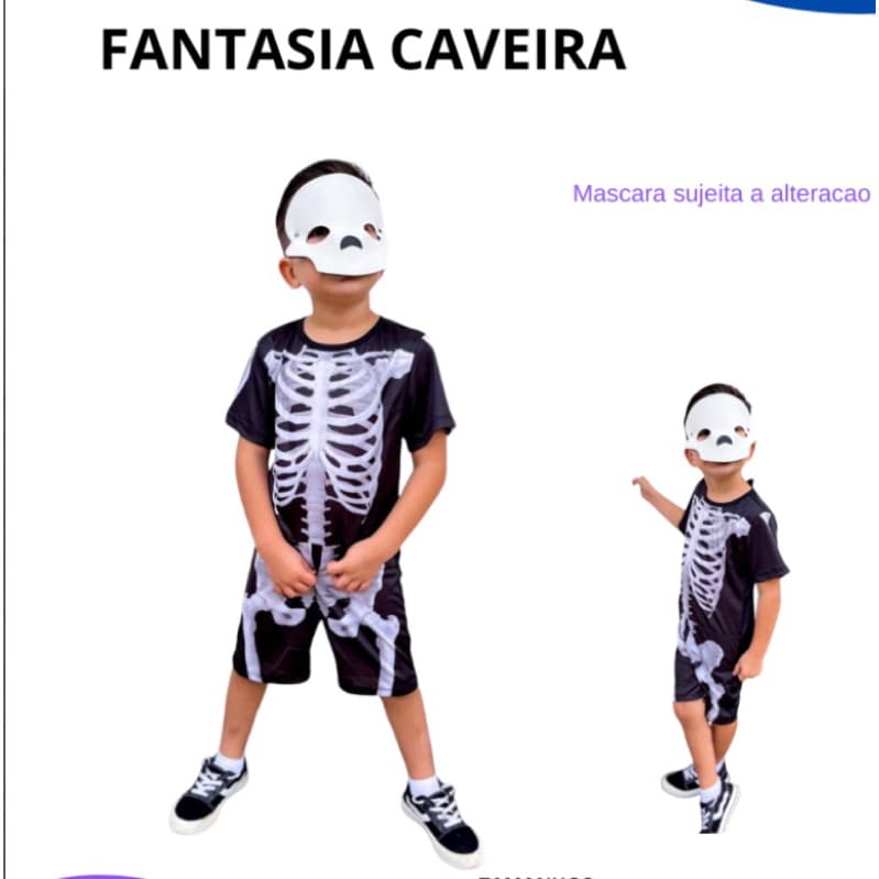 Fantasia Masculina Infantil Esqueleto Hallowen (Sem Máscara)