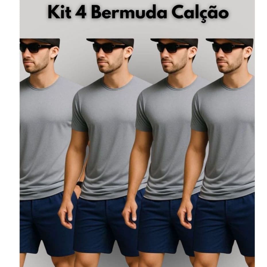 Kit 4 Bermuda Calção Short Masculino Cordão Básica Lisa Treino Academia Exercício Físico Esporte