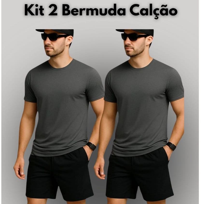 Kit 2 Bermuda Calção Short Masculino Cordão Básica Lisa Treino Academia Exercício Físico Futebol