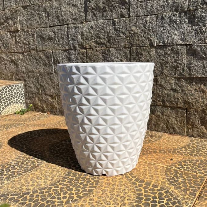 Vaso Para Plantas Coluna Redonda Diamante N1 C/ Prato Vaso Decorativo Em Polietileno