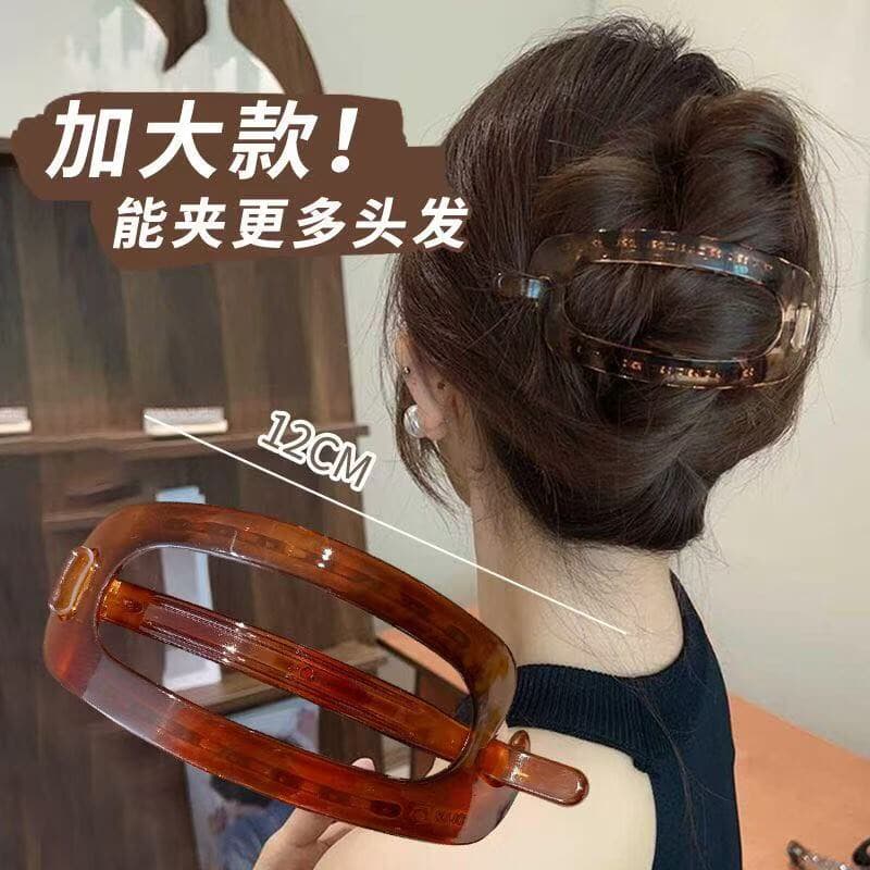 Grampos De Cabelo Geométricos Ovais Vintage Acrílico Bico De Pato Grampo Feminino Meninas Cabeça Traseira Coque Garras