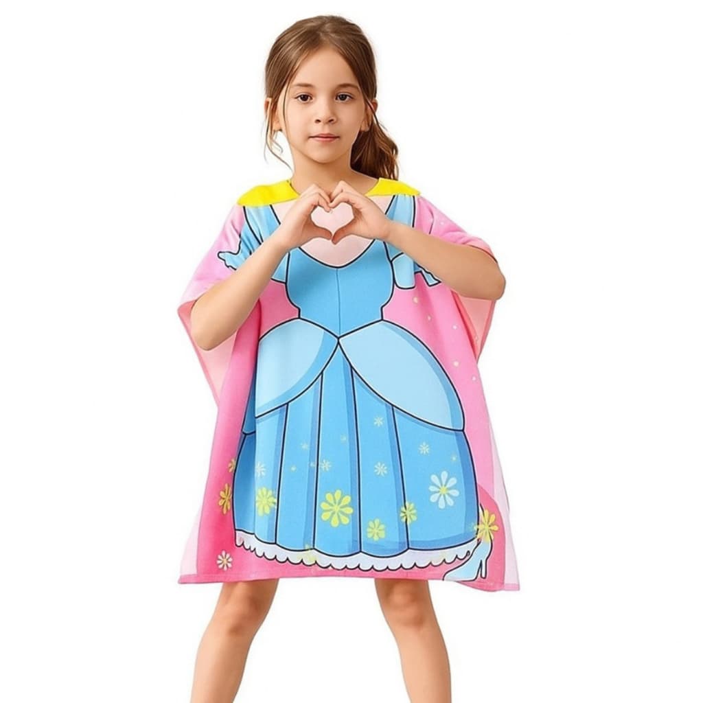 Toalha Poncho Infantil Princesa Sereia Praia Piscina Banho Verão Barato com Capuz Atoalhado Menina