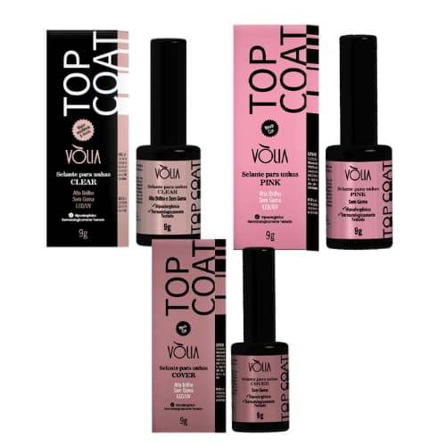 Top coat vólia cover, clear ou butterfly pink