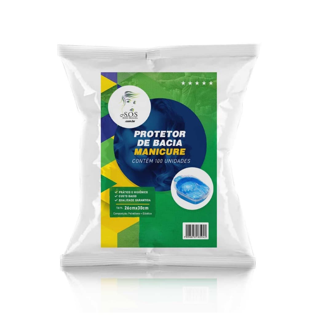 100 unidades Protetor Descartável Plastico Para Bacia Manicure Sos Beleza Brasileira