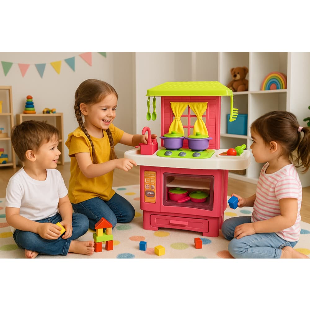 Kit Cozinha Infantil Completo Forno Pia Fogao Brinquedo Educativo Crianca