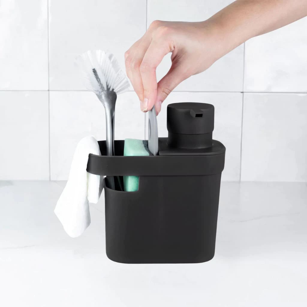 Kit Dispenser Porta Detergente 650ml  Esponja Bucha Organizador E Rodinho De Pia OU