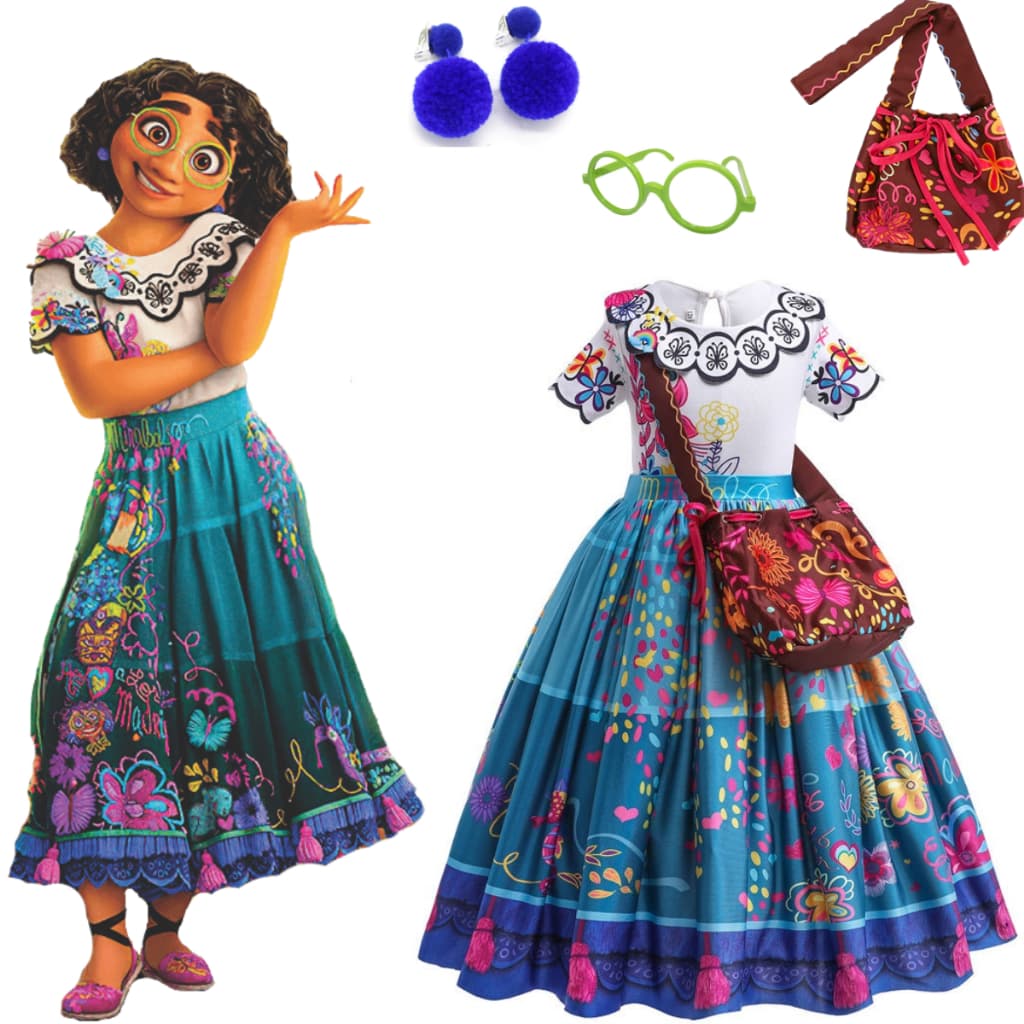 Fantasia Para Menina Princesa Vestido Mirabel Cosplay Familia Madrigal  Filme Encanto