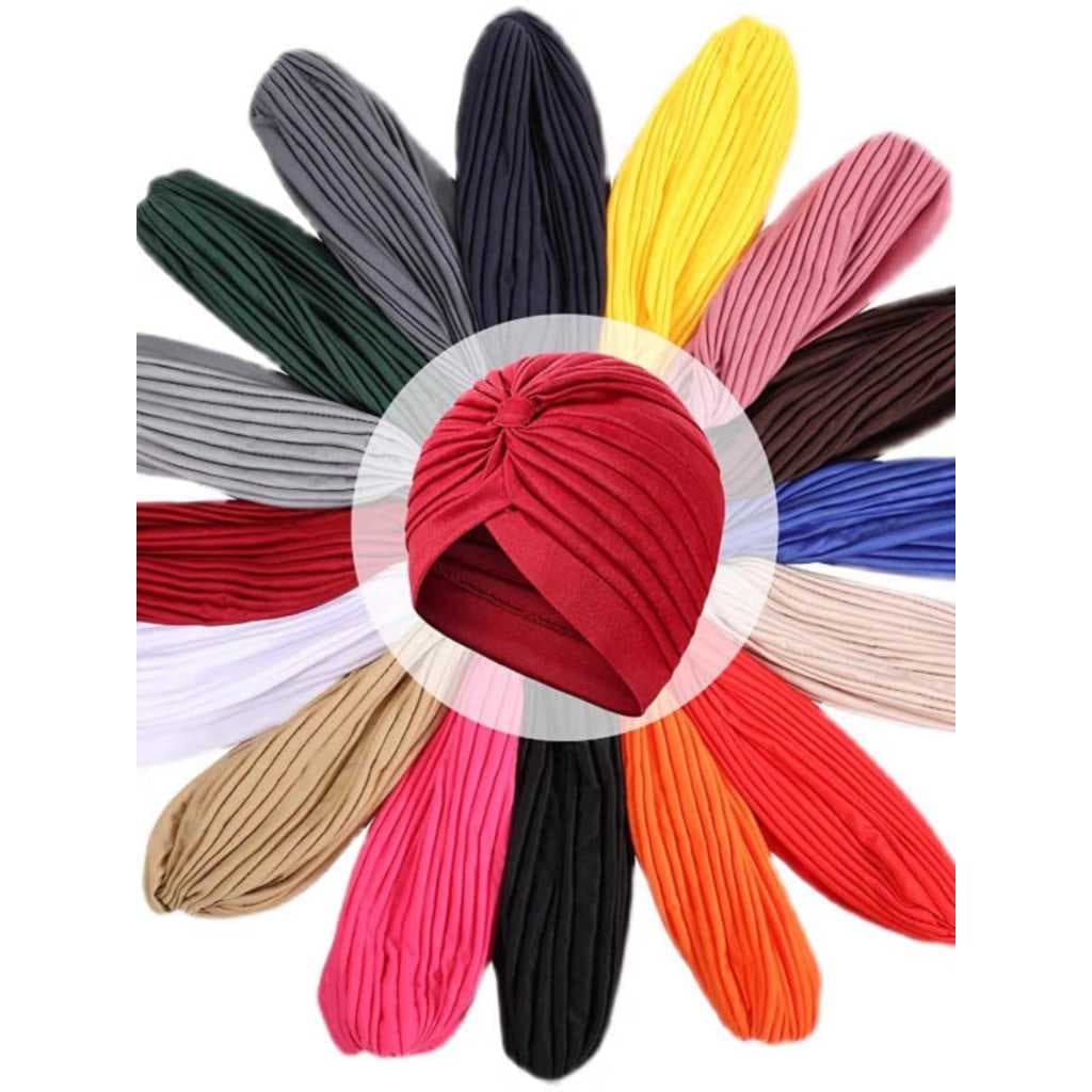 KIT 3/6/12 Peças Turbante Chapéu Feminino Indiano Estiloso Com Elástico Fechado Para Conforto e Estilo
