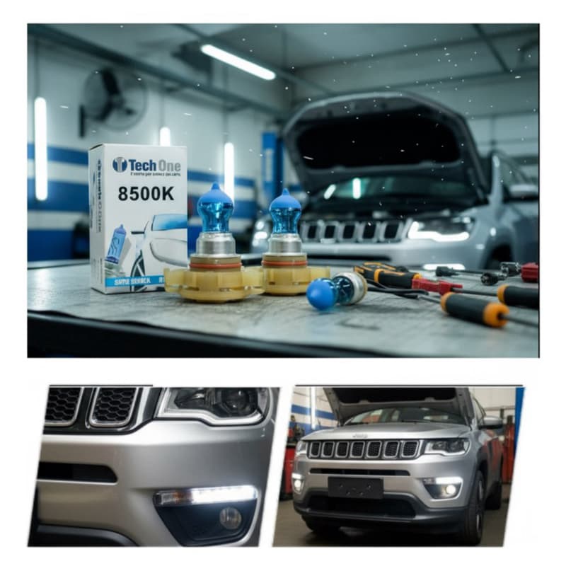 Par Lampadas Branca H16 Psx24w 8500k Diurna Jeep Compass Techone