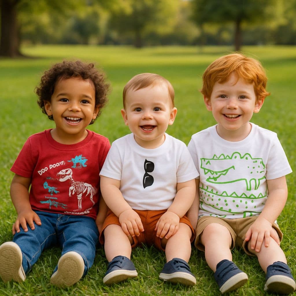 Kit com 3 Camisa Meia Malha Manga Curta Menino Roupas Infantil Lisa Tamanho 1/2/3
