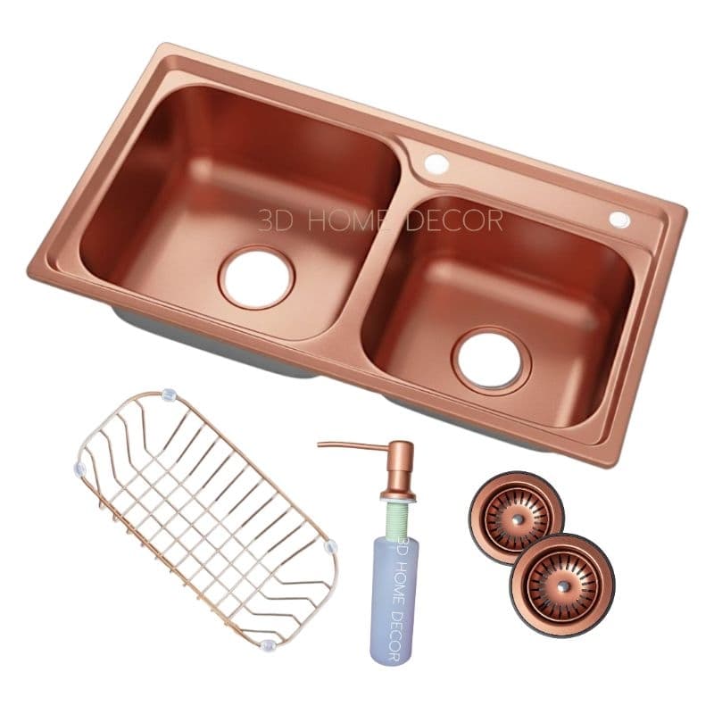 Cuba Cozinha Dupla Inox 78 CM Rose Gold Fosco Cuba Gourmet Cozinha Rose Gold Grande