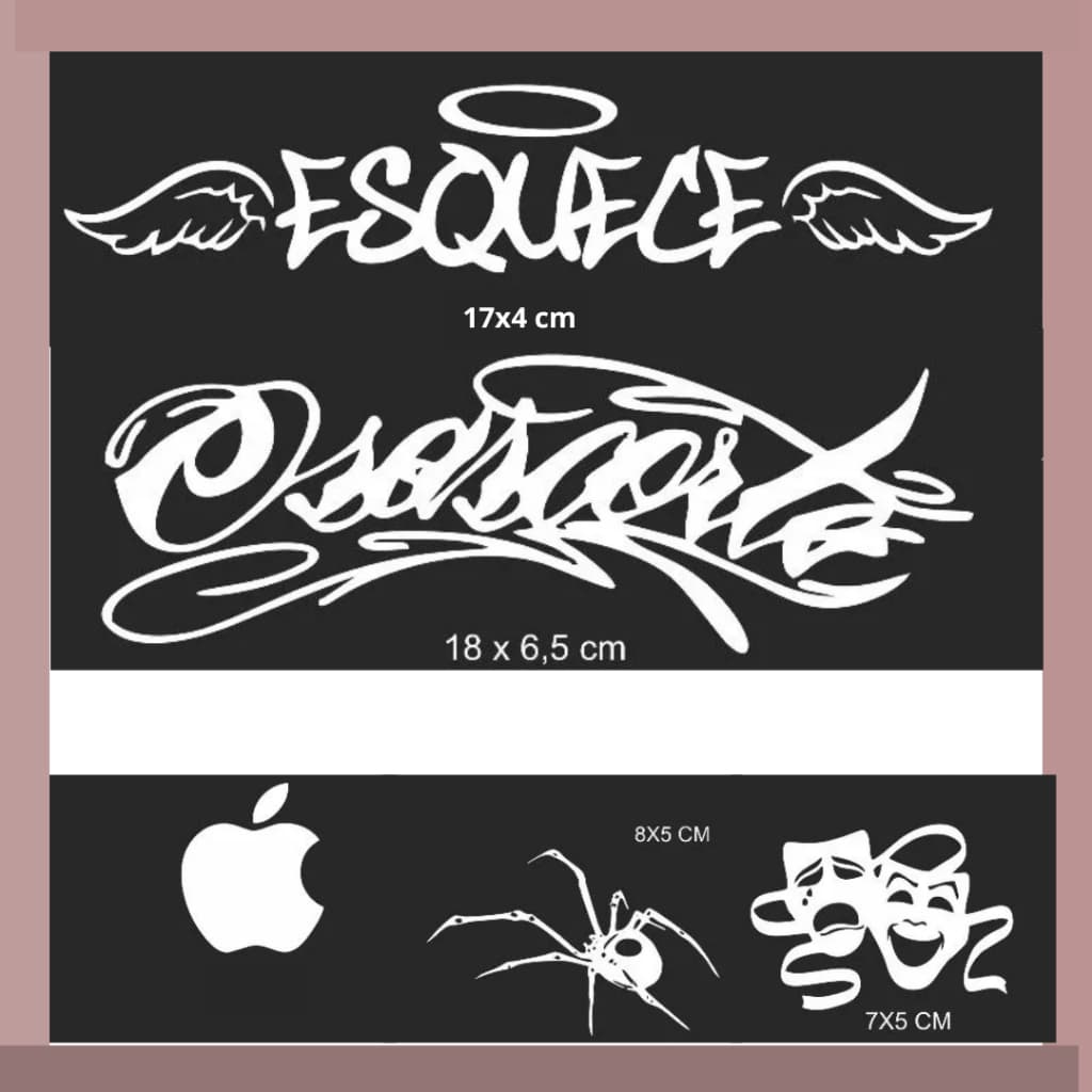 Kit 05 Adesivos OSASCORTE, CHORA AGORA RIR DEPOIS, MAÇA, ARANHA E ESQUECE COM ASA