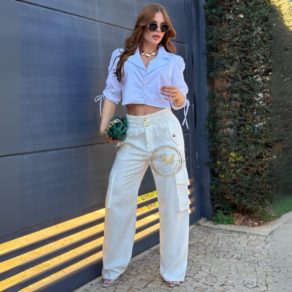 Calça Feminina Cargo Wide Leg – Alfaiataria Marrant de Alto Padrão