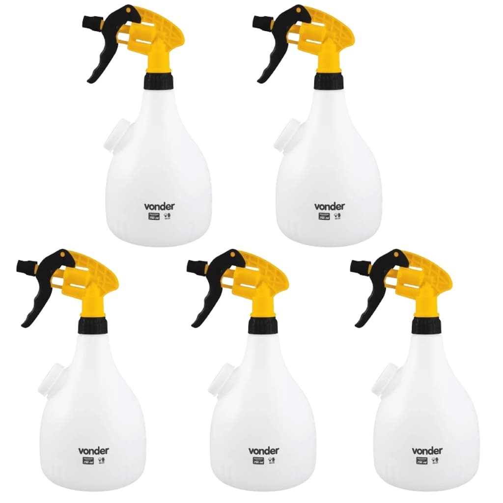 Kit 5 Pulverizador Manual Borrifador 1 LITRO - 1L - Vonder Jato Regulável - Casa, Jardim, Limpeza