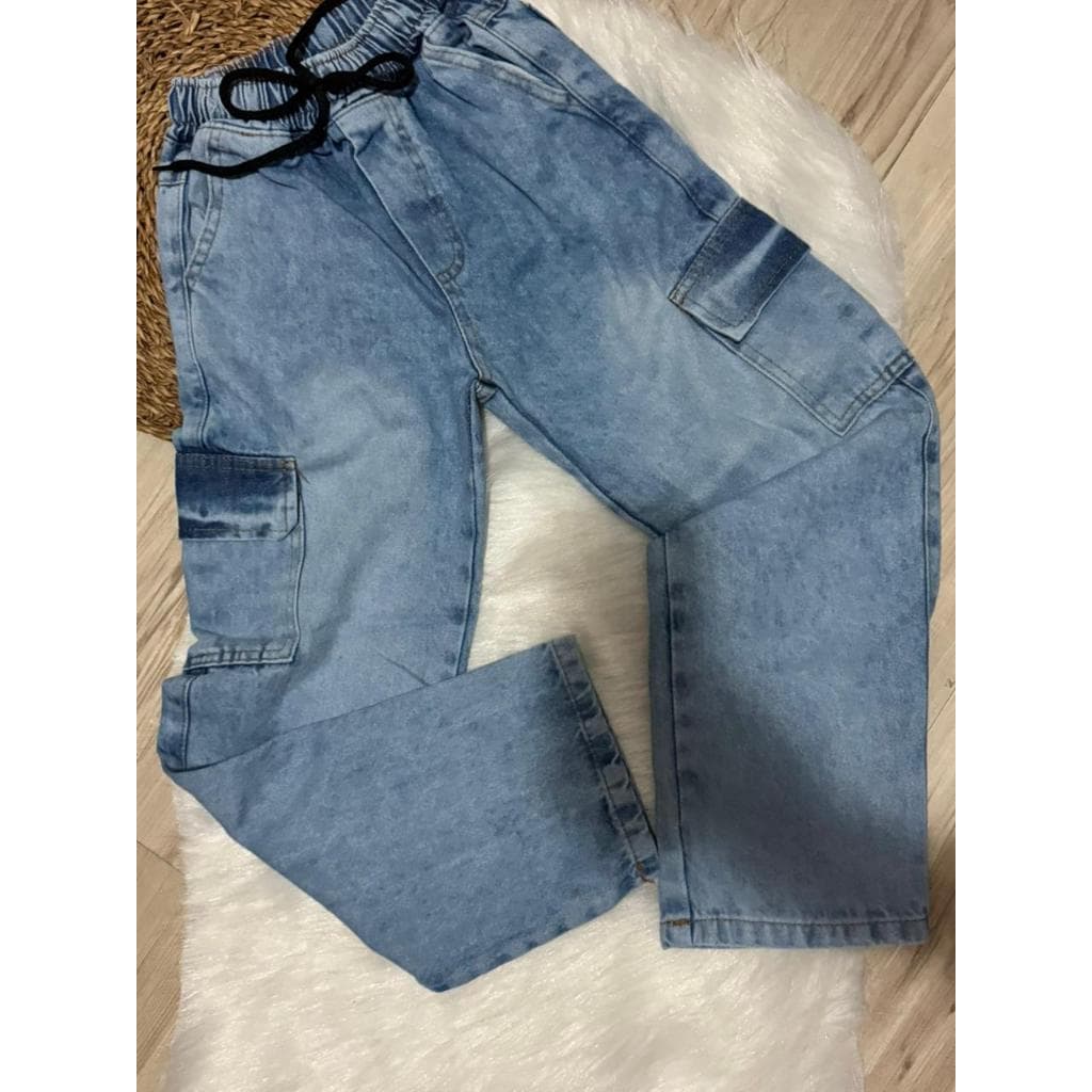 Calça Cargo com Bolsos Sarja Juvenil 10 ao 16
