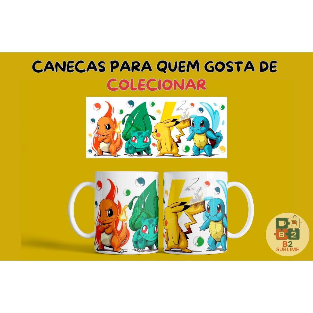 Caneca Cerâmica Pokémon Pikachu 325ml – Personalizada | Presente Geek Criativo