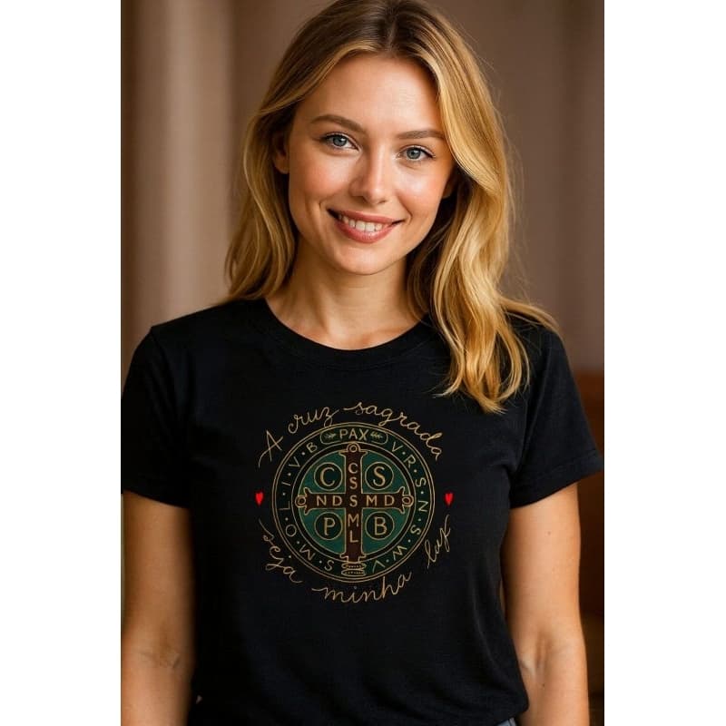 Camiseta T-shirt 100% Algodão Premium Brasão São Bento Feminina e Unissex