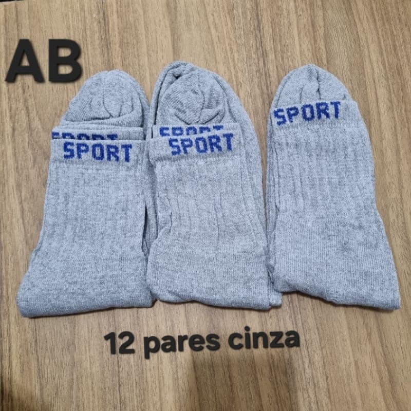 KIT 3, 6, 12 Pares meias cano alto sport. (65%Algodão,  25%Poliester,  5% Elastano, 5%Poliamida)