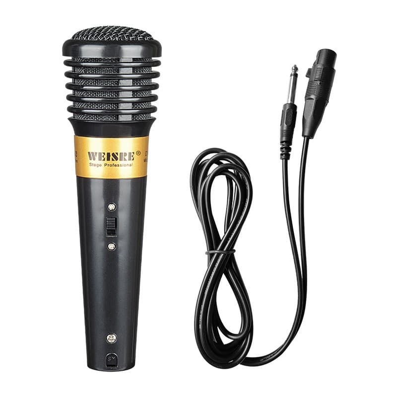 Microfone com fio profissional dinâmico 2.5m 15kHz preto WG-535/LELONG LE-905/B-MAX BM-249