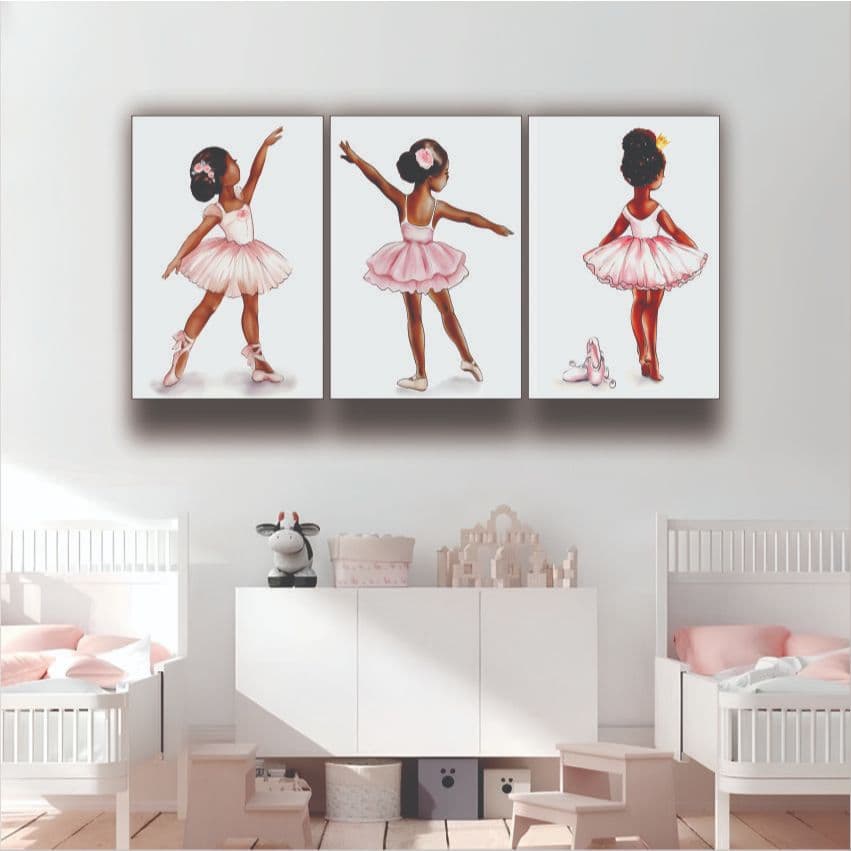 Kit Quadro Decorativo para Quarto De Menina Bailarina Balé