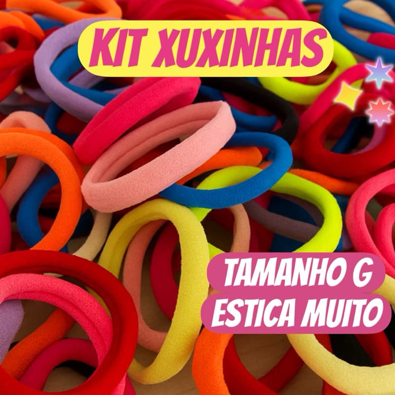 Kit Xuxinhas Elástico de Cabelo Colorido Infantil e Adulto – 10 / 20 / 30 / 50 peças