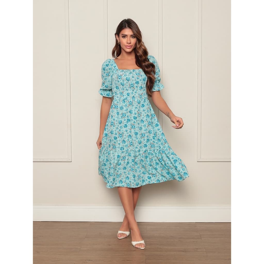 Vestido curto Feminino Com Elastec Ciganinha Estampado