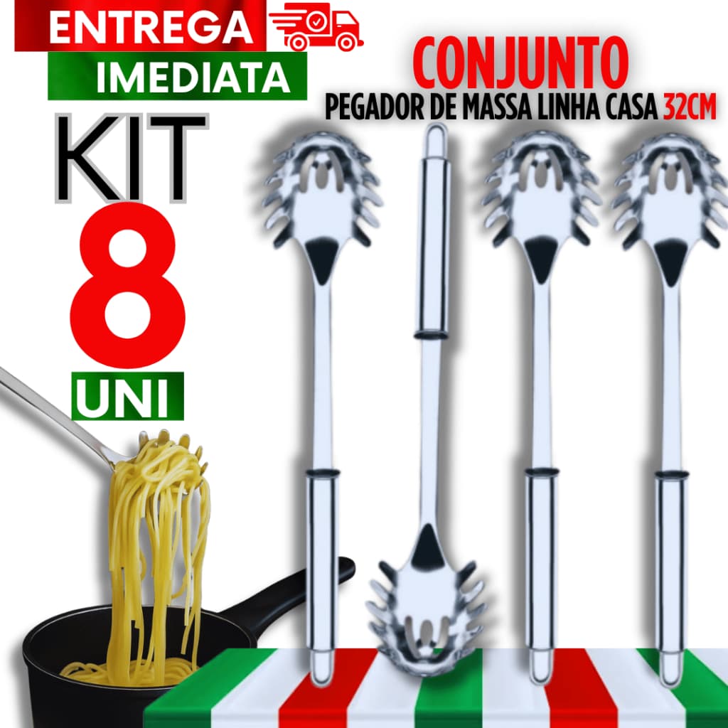 Utensílios 08 Peças -  Pegadores Pegador de Massa Aço inoxidável 32CM Macarronada Espaguete Massas