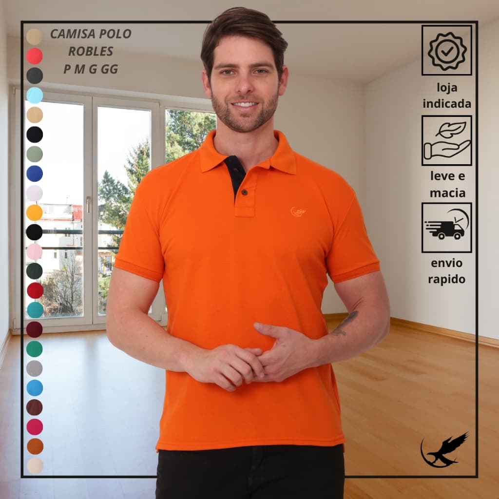 Camisa Gola Polo Masculina P M G GG Luxo Elegante