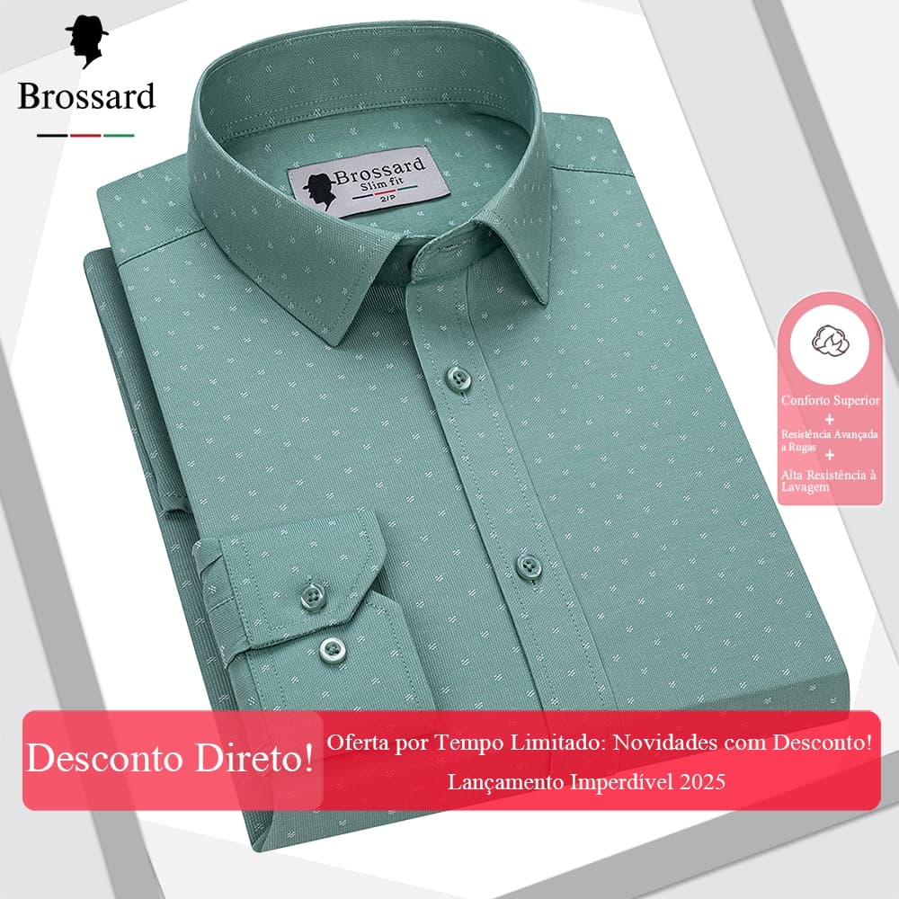 Camisa Social Masculina Algodão Premium - Slim Fit Manga Longa,Casual Elegante e Confortável