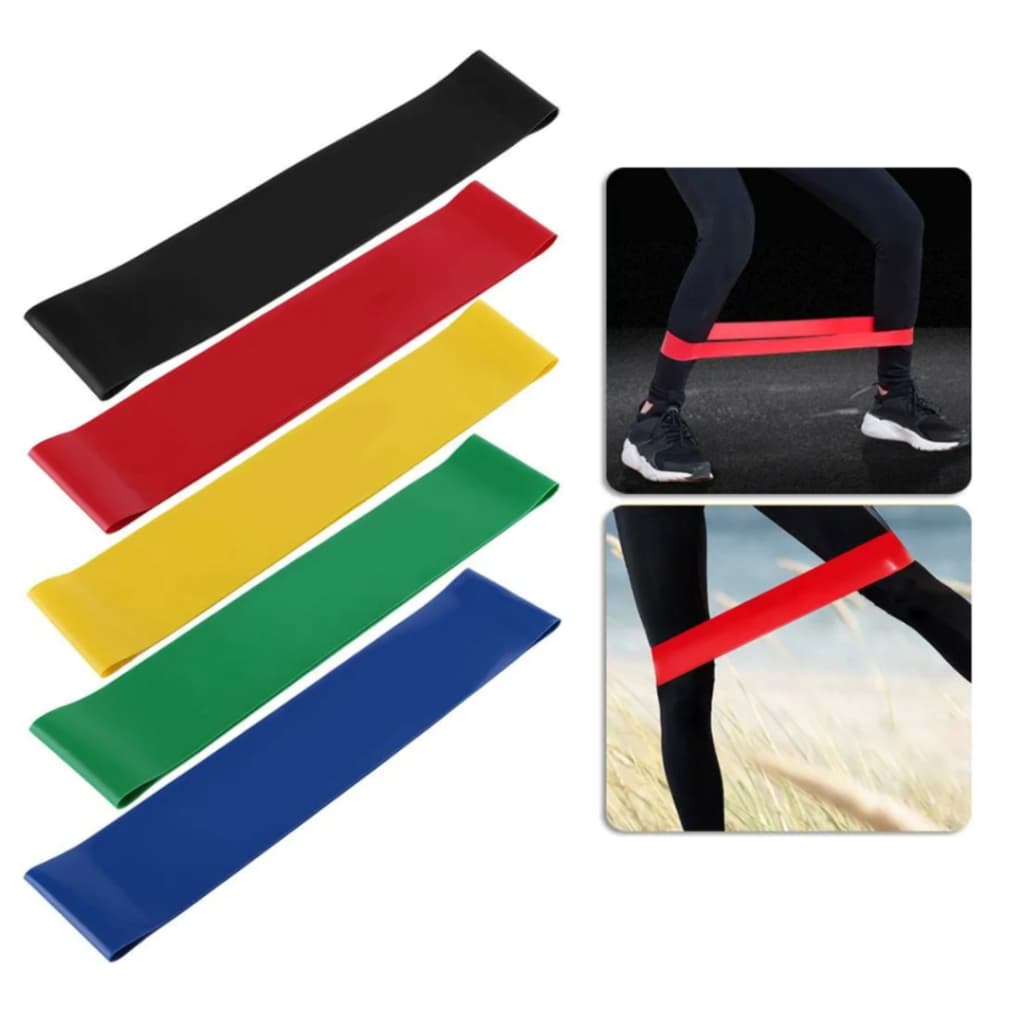Kit 5 Faixas Fita Elástica Mini Band Fisioterapia Exercício Treino Funcional e Crossfit