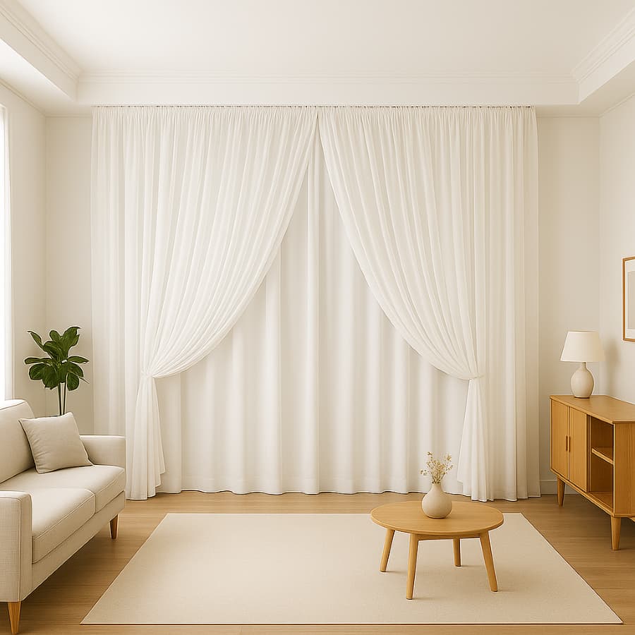 Cortina Blackout Com Voil 3,00 X 2,30 Para Varão Simples