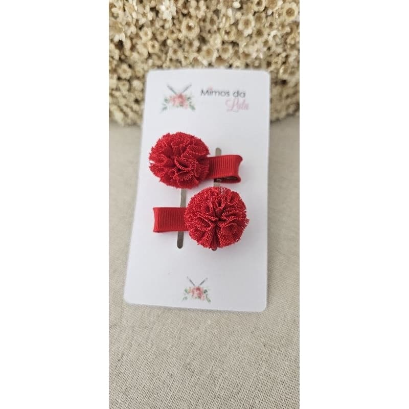 Laço de bebê parzinhos pompom de poliester com borrachinha antideslizante