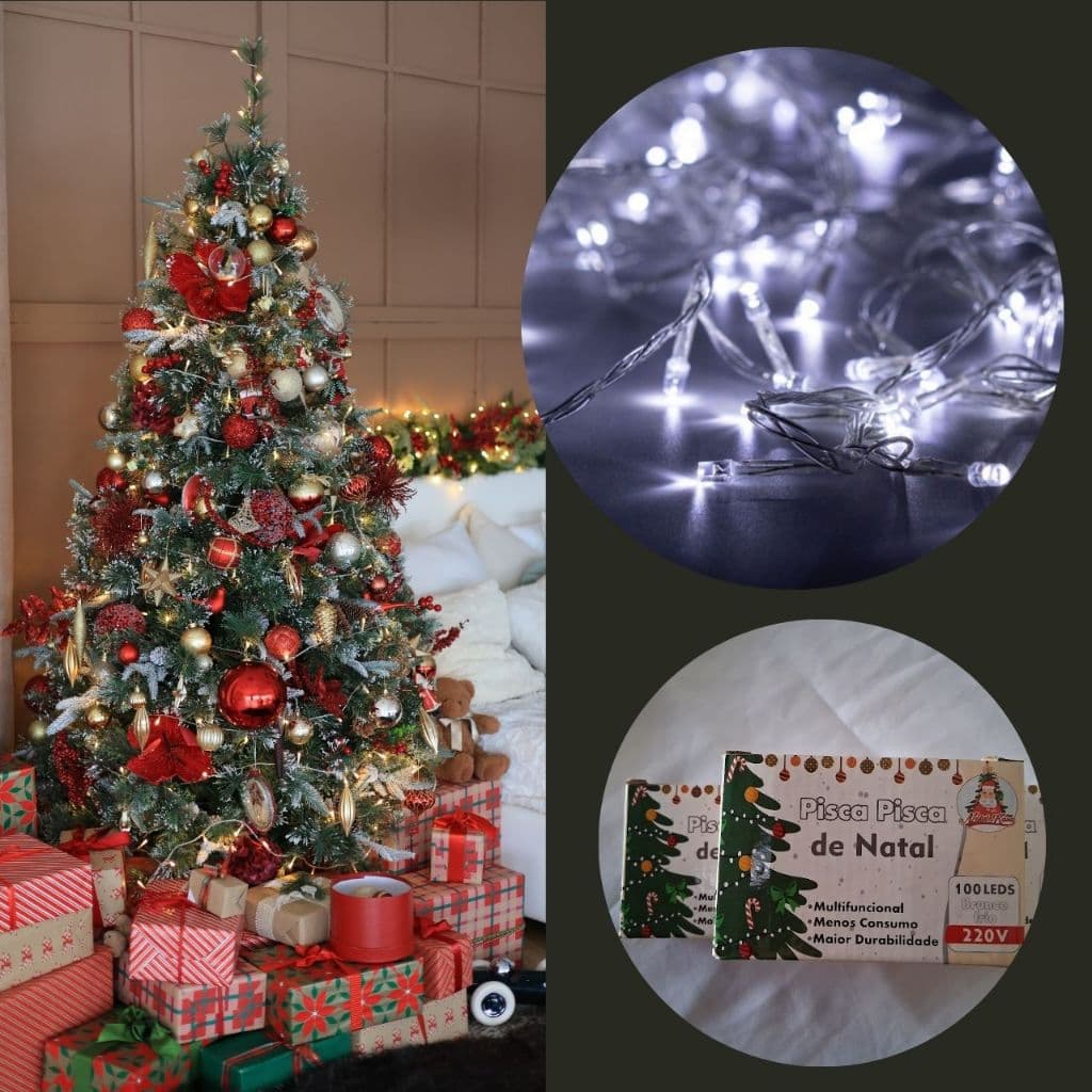 Pisca Pisca Natalino 100 Leds Branco Frio 9m 220V Luz de Natal Decoração Festa Jardim Enfeite