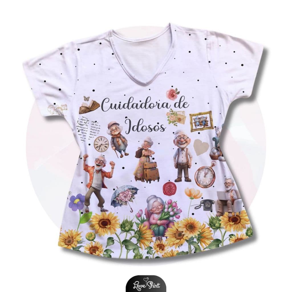 Camisa Profissão Cuidadora de idosos