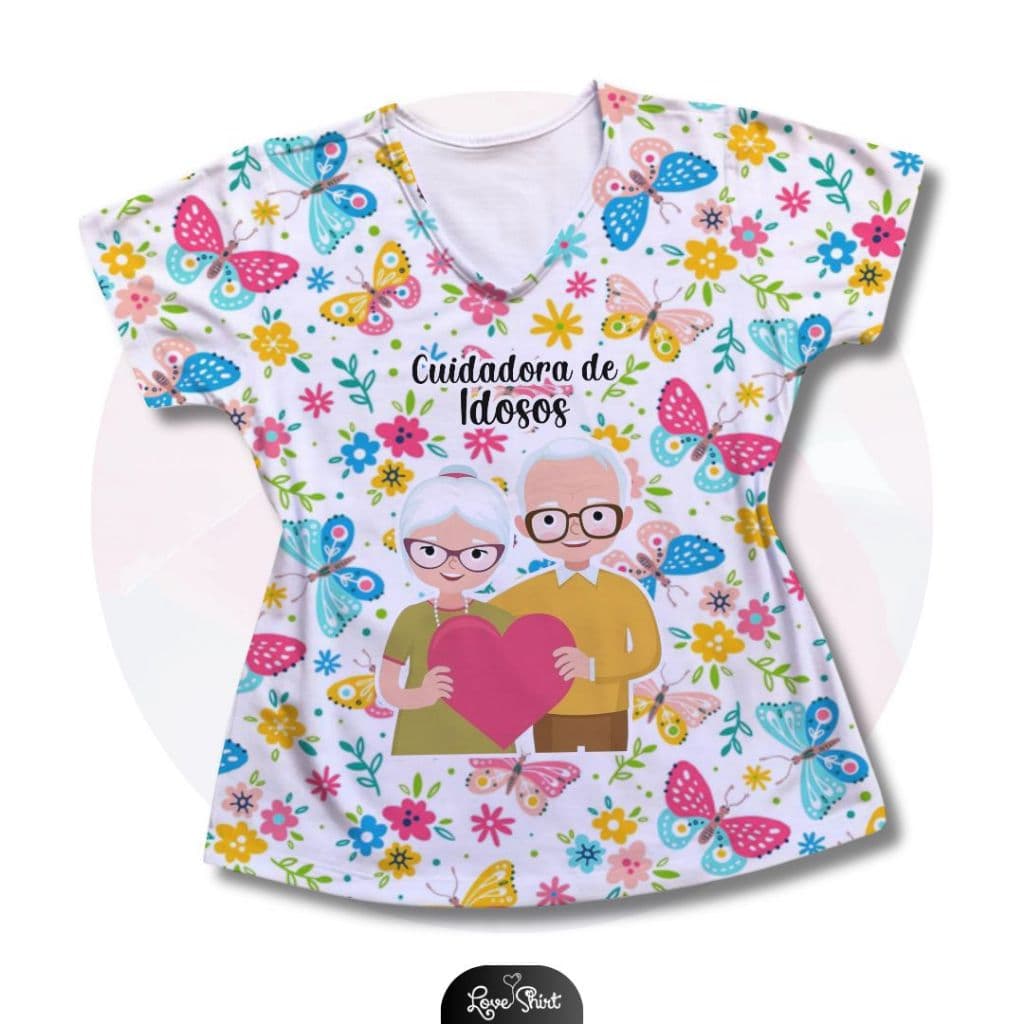 Camisa/camiseta/blusa Profissão Cuidadora de Idosos