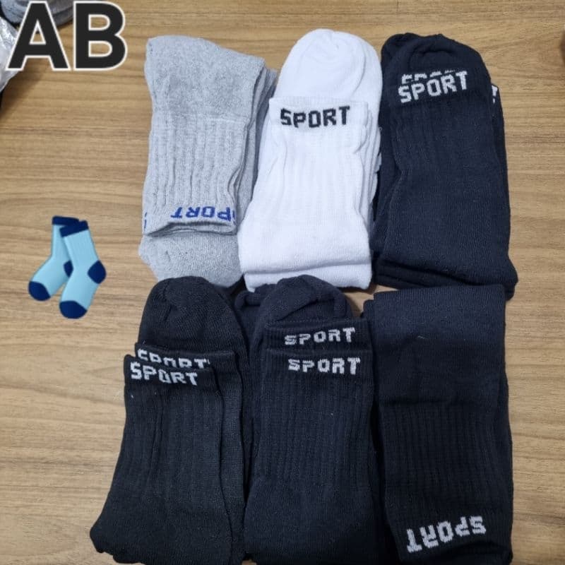 Kit 12 e 24 Pares Meias cano alto sport, (confortável, macia)