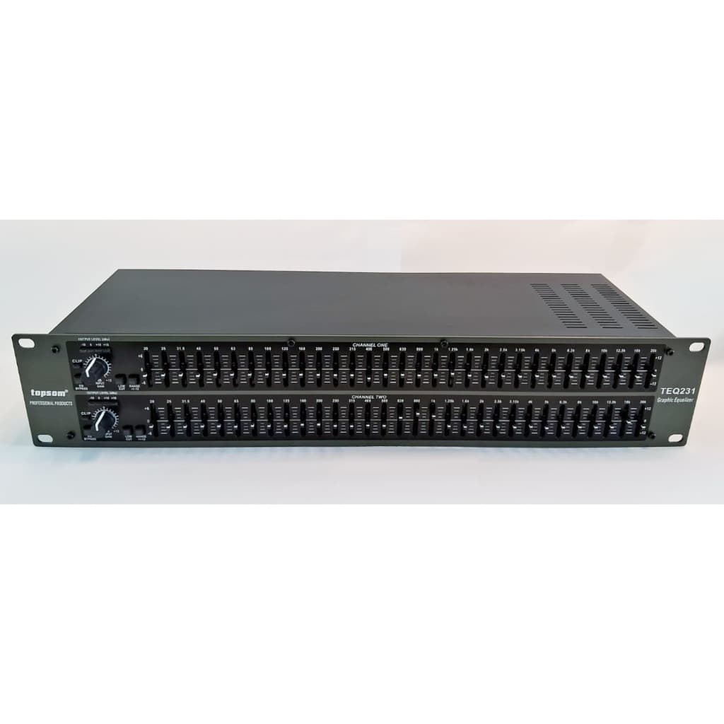 EQUALIZADOR PROFISSIONAL 2 X 31 BANDAS TOPSOM TEQ231 COM SAÍDA PARA SUBWOOFER