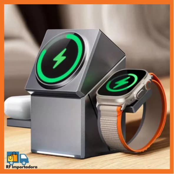 Carregador Magnético 3 Em 1 Rotatória 360° Por Indução Sem Fio 15W Peining PEI-WS27
