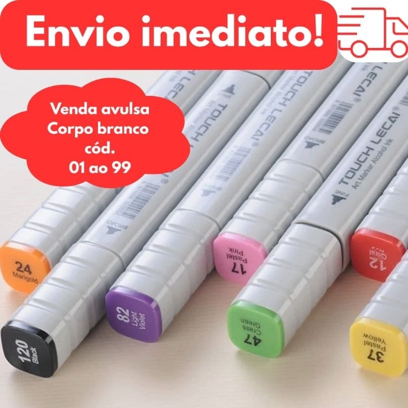Caneta Marcadora Touch Corpo Branco – Design Diferenciado e Sofisticado/ Cód. 01 ao 99.