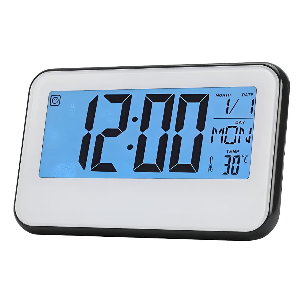 Relógio Despertador Digital Alto De Mesa Temperatura Calendário Com Sensor de Luminosidade Casa Rack