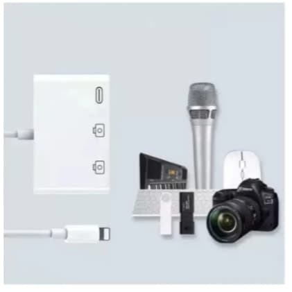 Hub Splitter Otg 2 Usb Compatível Com Iphone E Ipad