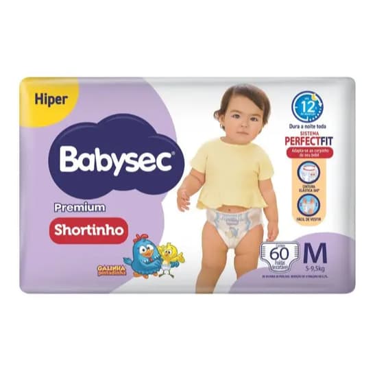 FRALDA BABYSEC SHORTINHO M - 60UN